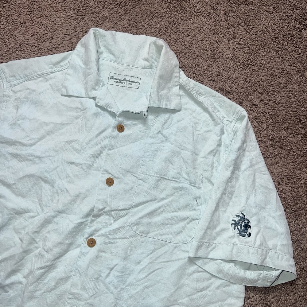Disney Tommy Bahama Shirt Mens Small Blue Mickey Mouse 100% Silk Camp Loop
